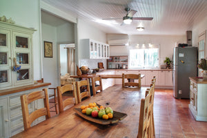 Country kitchen and dining area of accommodation in Broke, Hunter Valley