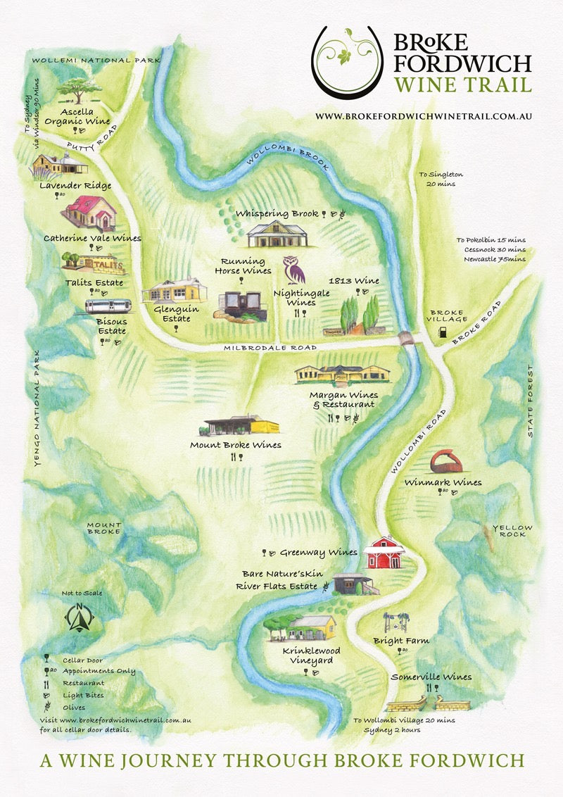 Broke Fordwich wine trail map featuring River Flats Estate